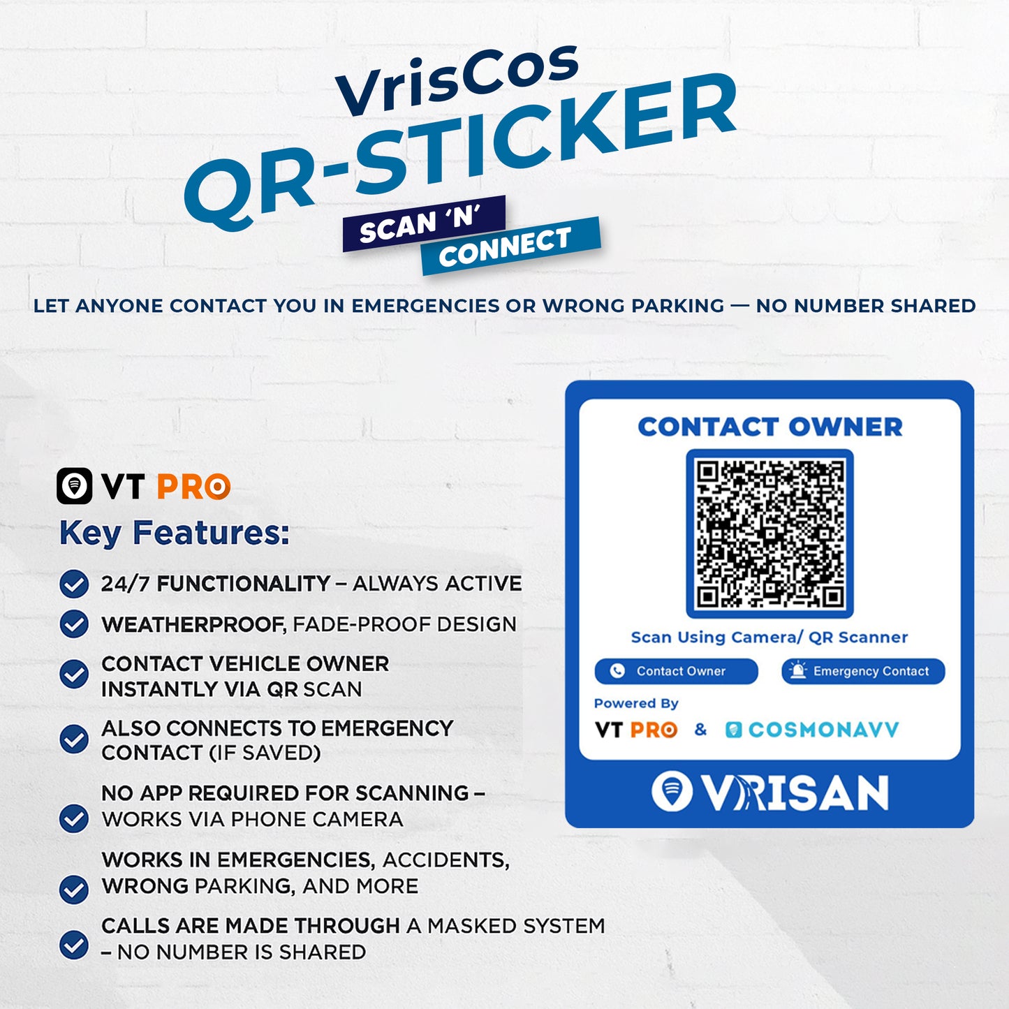 VrisCos QR-Sticker – Smart Emergency Contact System for Vehicles