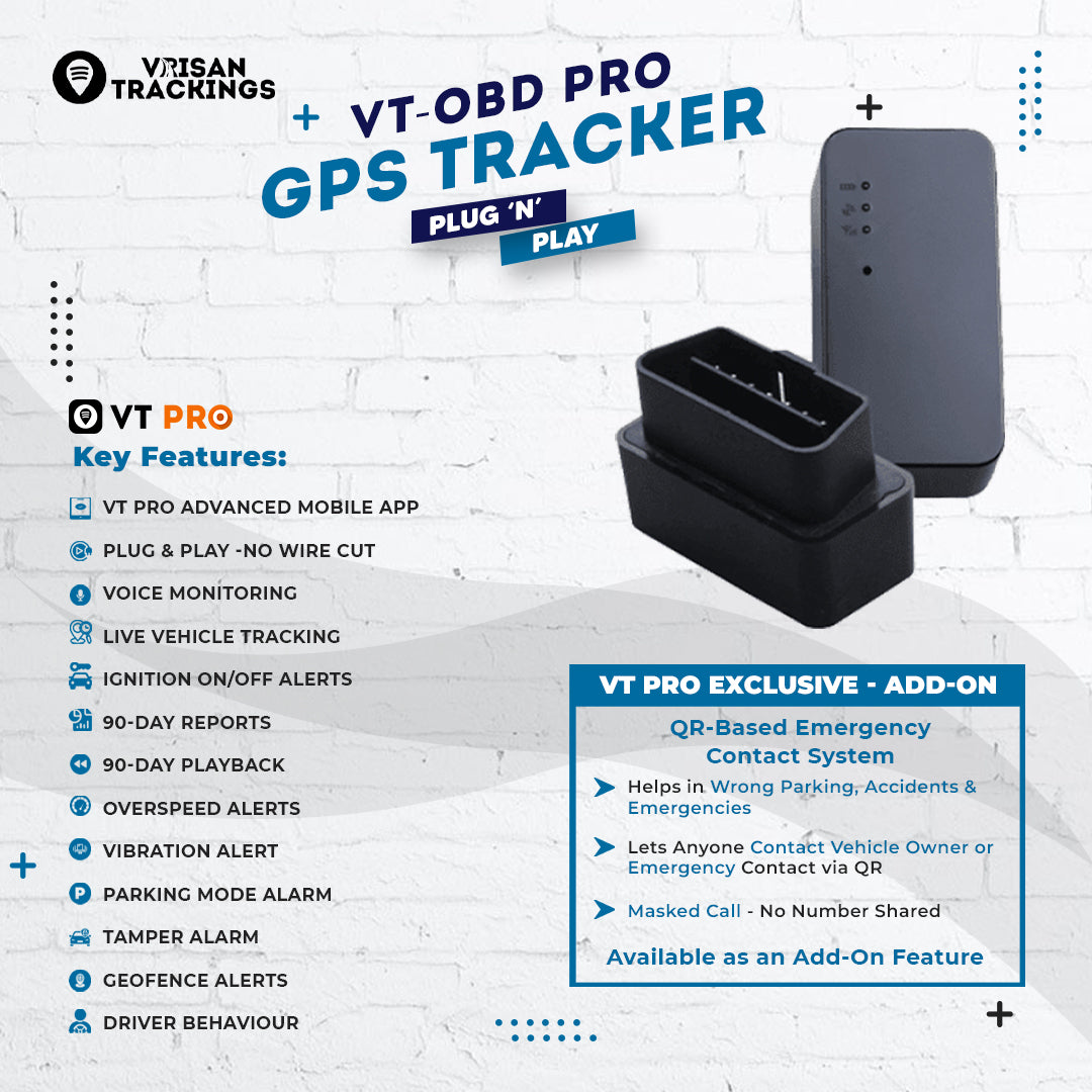 VT-OBD Pro GPS Tracker – Advanced Plug & Play Tracker with Voice Monitoring (VT PRO App)