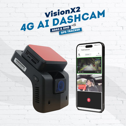 VisionX2 – 4G AI Dashcam with ADAS + DMS + Built-in GPS Tracker (Dual Camera)
